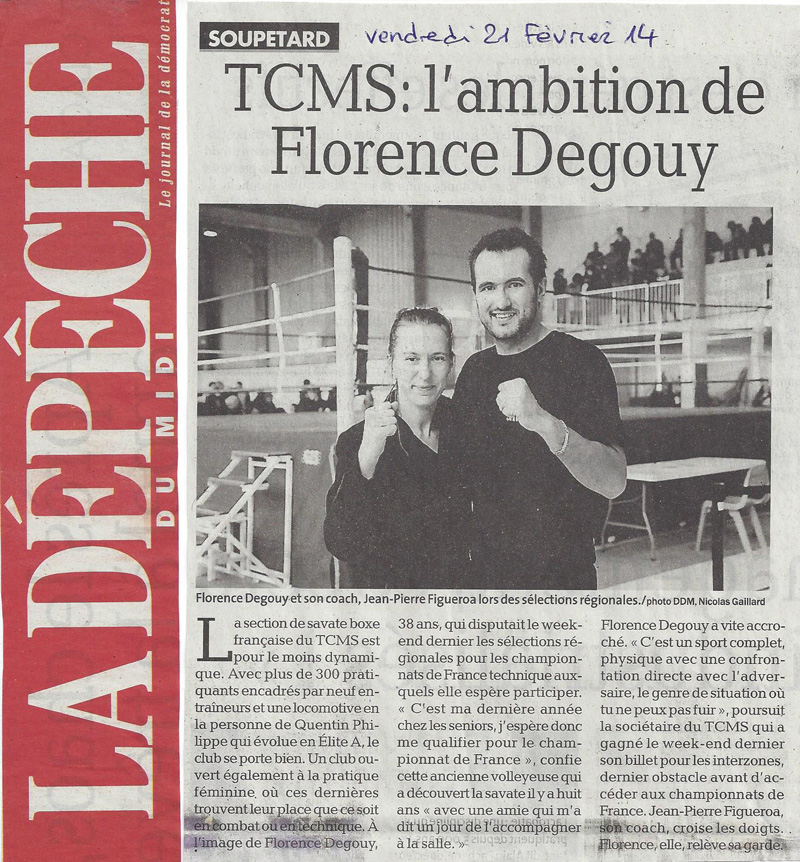 Florence la boxeuse et Jean Pierre l’entraîneur sur le journal…